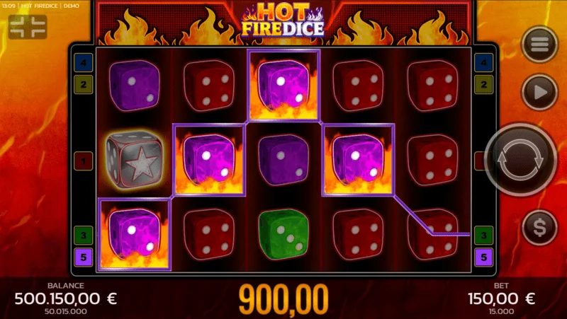 Hot Fire Dice - osnovna igra i proširujući Fire Blaze simbol